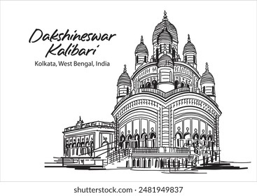 Dakshineswar Kali Tempel oder Dakshineswar Kalibari in Kalkutta, berühmtes Denkmal von Indien 