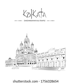 Dakshineswar temple Kolkata vector graphics easily editable