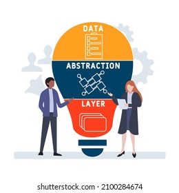 DAL - Data Abstraction Layer acronym. business concept background.  vector illustration concept with keywords and icons. lettering illustration with icons for web banner, flyer, landing pag