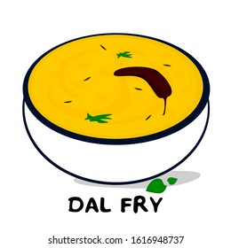 Dal fry indian Punjabi food Vector