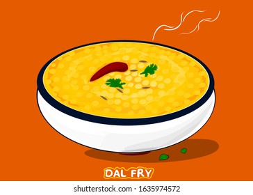 Dal Fry Indian Traditional Food Vector