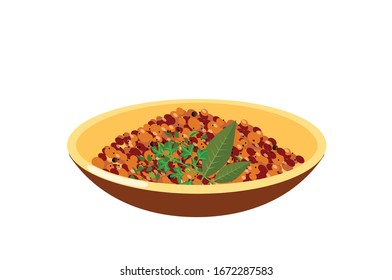 Dal makhani or daal makhni indian recipe vector Illustration isolated on White Background