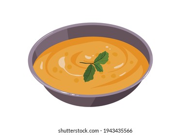  Dal Makhani - traditional indian cuisine puree dish with urad beans, red beans, butter, spices and cream vector illustration isolated on white background