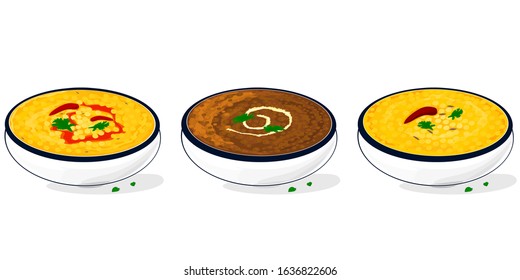 Dal Makhani,fry,tadka Indian Food Vector