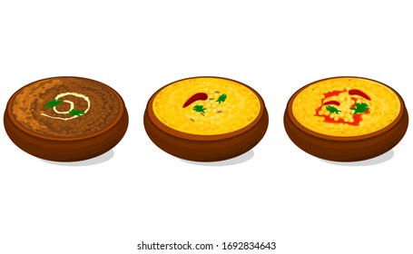 Dal Makhani,fry,tadka Indian Food Vector