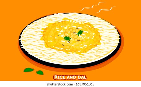 Dal Rice or Dal Chawal indian Food Vector