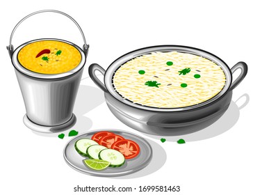 Dal Rice or Dal Chawal indian Food Vector