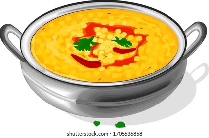 Dal Tadka Curry Indian Food Vector