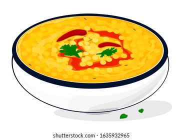 Dal Tadka Indian Food Vector