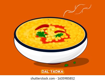 Dal Tadka Indian Traditional Food Vector