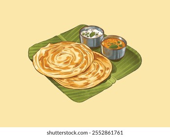 Dal Tadka mit Roti Indian Food Vector.