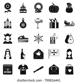 Dala day icons set. Simple set of 25 gala day vector icons for web isolated on white background