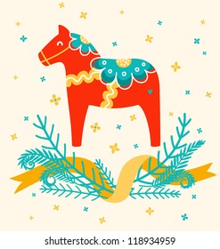 Dala horse decoration card