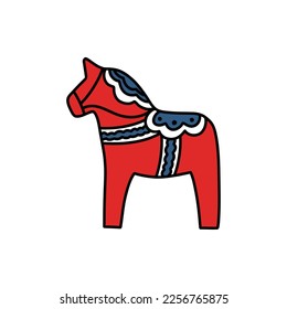 dala horse doodle icon, vector illustration