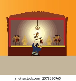 a "Dalang" stages a puppet show