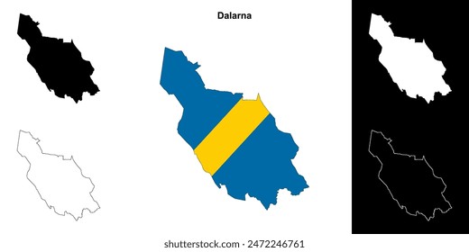 Dalarna county blank outline map set