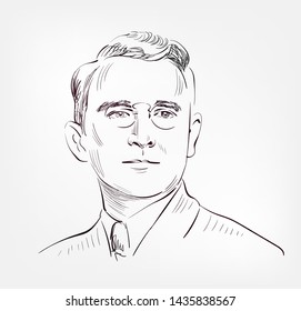 Dale Carnegie Vector Sketch Portrait Illustration