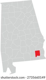 Dale County on Alabama State Map Editable Vector