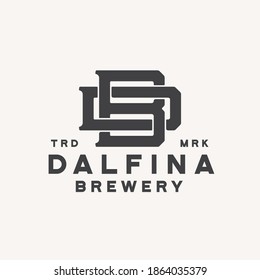 vector de logotipo de monograma de cervecería dalfina