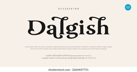 Dalgish Modern pointed sans serif alphabet display Vector tipográfico