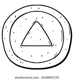 dalgona candy with triangle illustration hand drawn outline vector