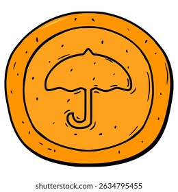 dalgona candy with umbrella illustration hand drawn isolated vector