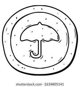 dalgona candy with umbrella illustration hand drawn outline vector