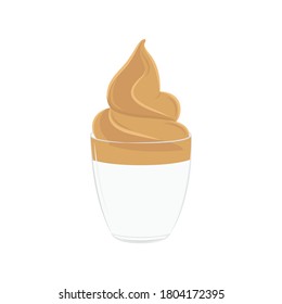 Dalgona Coffee Drink, Trendy Food, Dalgona Cream, Gold Crush Coffee, Instant Coffee, Whipped Coffee, Whipped Cream Vector Illustration Background