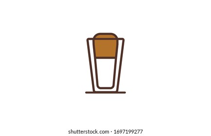 Dalgona Coffee Glass Flat Illustration 
