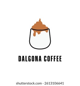 dalgona coffee in glass logo design concept idea