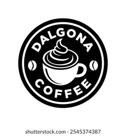 Dalgona coffee logo design vector illustration