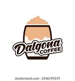 Dalgona coffee logo design vector illustration