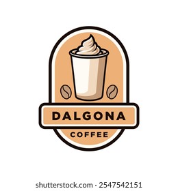 Dalgona coffee logo design vector illustration