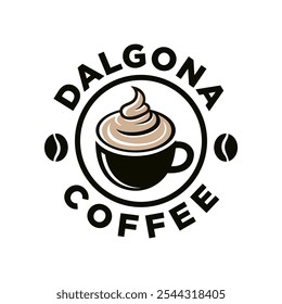 Dalgona coffee logo vector illustration template