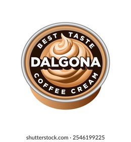 Dalgona coffee logo vector illustration template