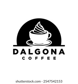 Dalgona coffee logo vector illustration black and white