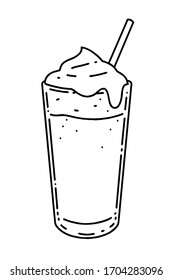 Dalgona coffee. Vector line art illustration.