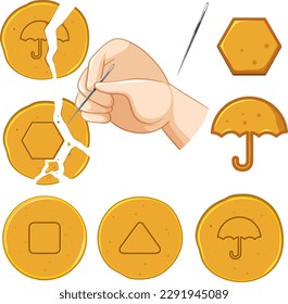 Dalgona or Honeycomb Game Element Set illustration