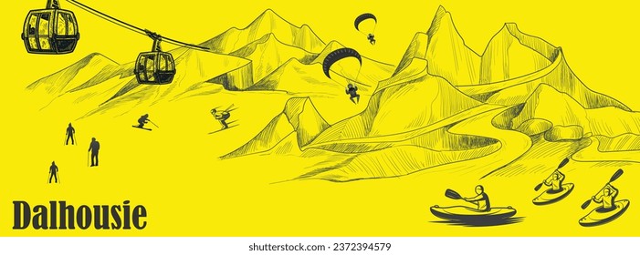 Dalhousie: Hermoso destino turístico en Himachal Pradesh, India - Ilustración vectorial