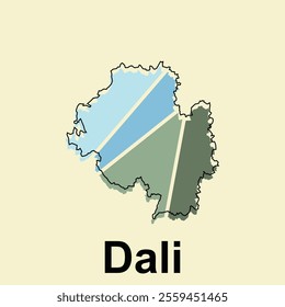 Dali map. vector map of China Country colorful design, illustration design template on white background