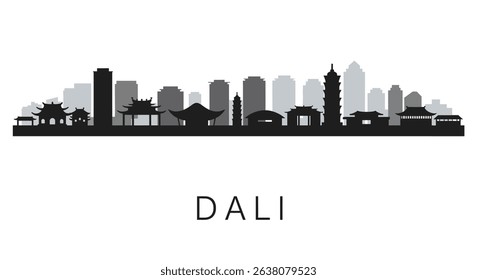Dali Skyline China Cityscape Vector.