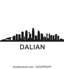 Dalian China Skyline Silhouette City Minimalist.