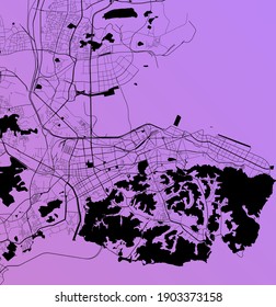 Dalian, Liaoning, China (CHN) - Urban vector city map with parks, rail and roads, highways, minimalist town plan design poster, city center, downtown, transit network, gradient blueprint