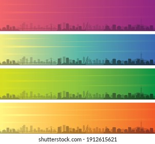 Dalian Multiple Color Gradient Skyline Banner