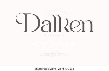 Dalken typography beauty fashion elegant minimalist serif italic fonts decorative wedding vintage retro logos. Minimal luxury font alphabet logo. Vector illustration