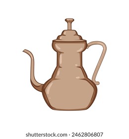 dallah arabic tea pot cartoon. kettle turkish, saudi food, kuwait oman dallah arabic tea pot sign. isolated symbol vector illustration