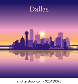 Dallas city skyline silhouette background, vector illustration