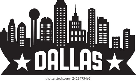 dallas city skyline silhouette Dallas Skyline Vector Art