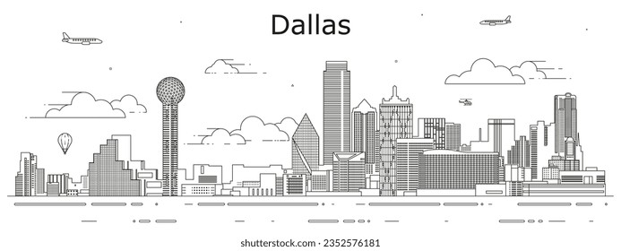 Dallas citysline art, Vektorgrafik