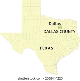 Dallas County And City Of Dallas Location On Texas State Map